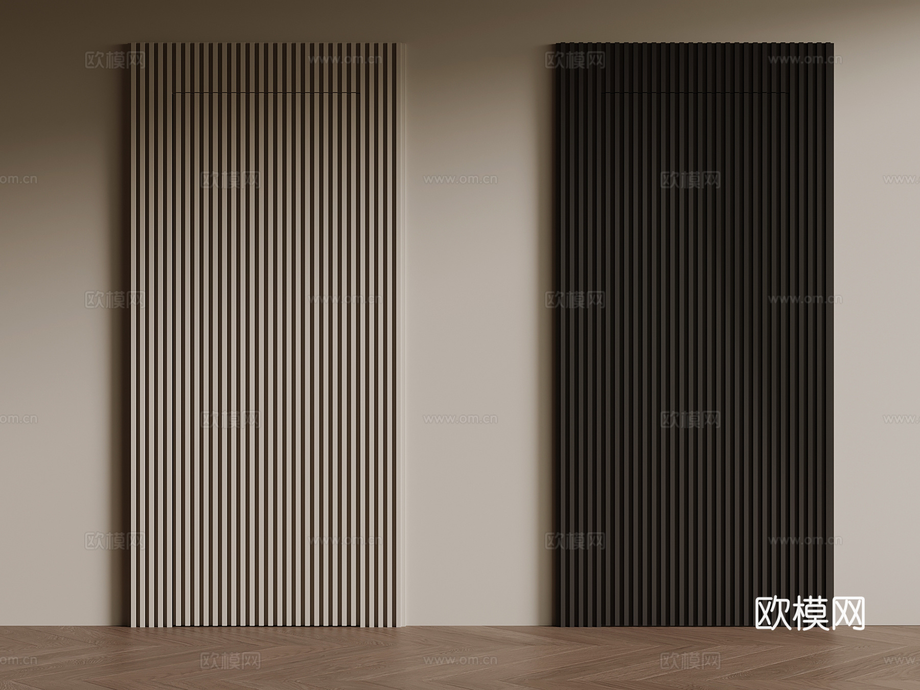 现代单开门 格栅隐形门su模型