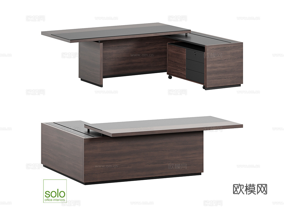 SoloOffice 办公桌 班台桌3d模型下载（渲染图1）