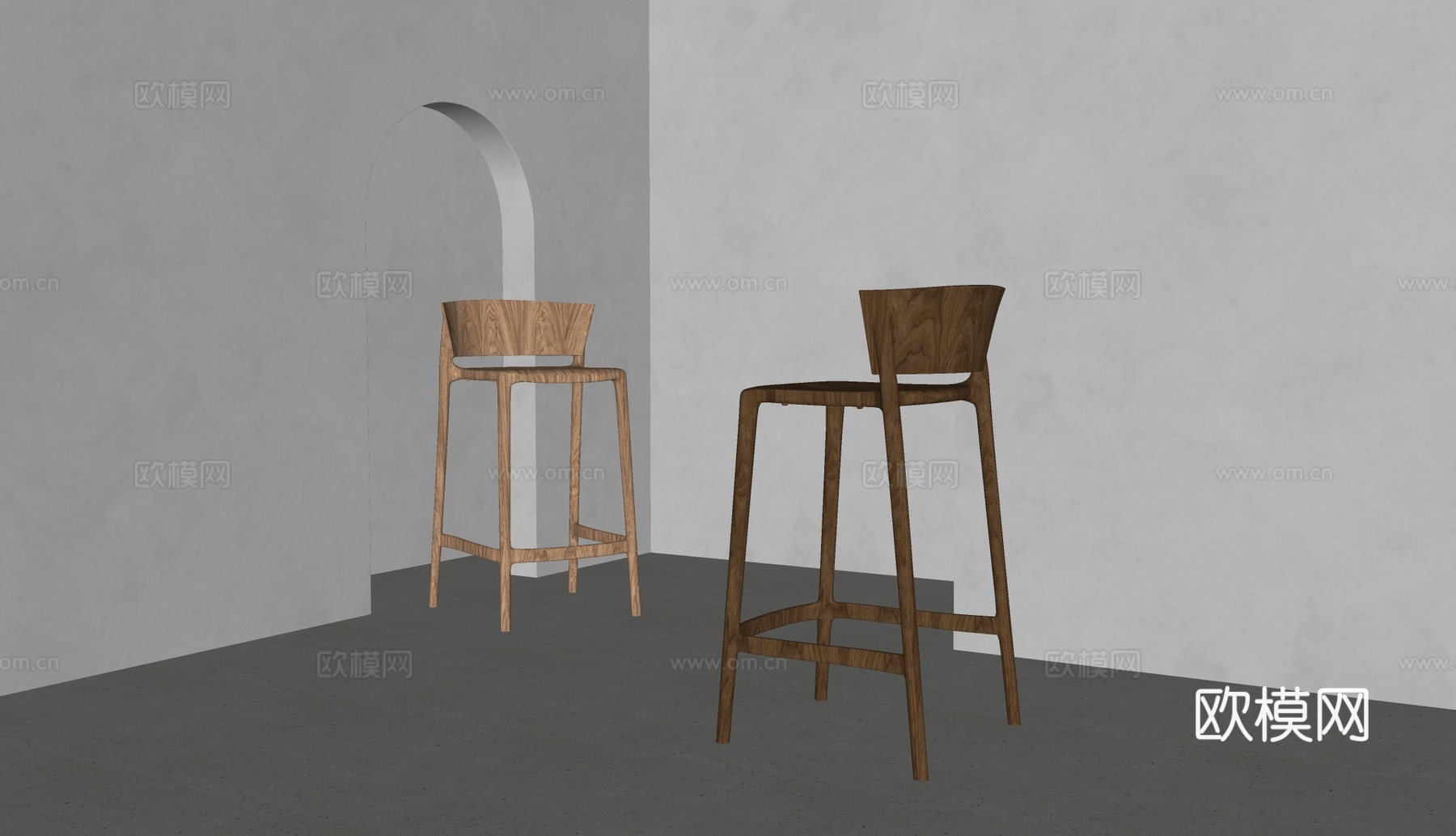 现代吧椅 实木吧椅su模型
