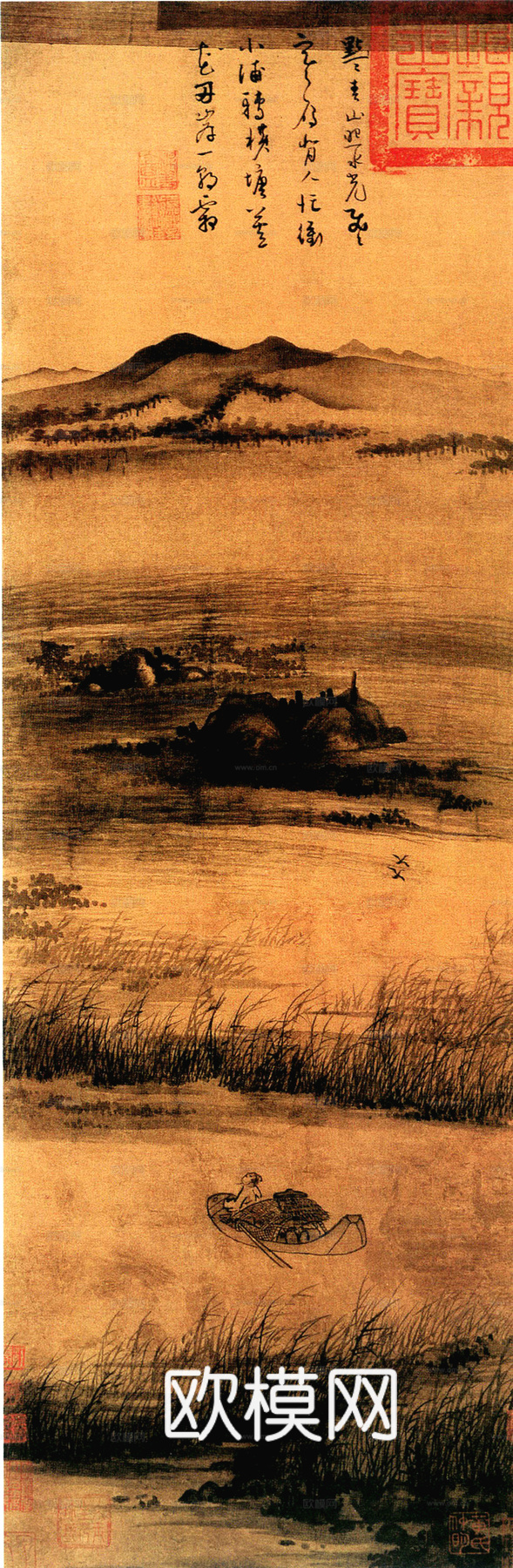 中式新中式挂画壁画字画山水花鸟背景墙壁纸装饰画油画下载