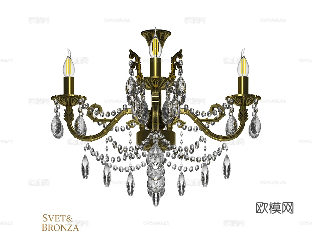 SvetBronza 奢华水晶壁灯3d模型下载（渲染图1）