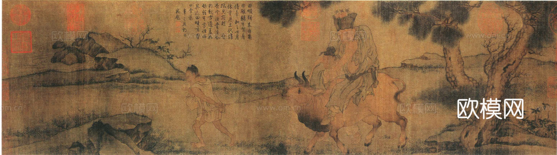 中式新中式挂画壁画字画山水花鸟背景墙壁纸装饰画油画
