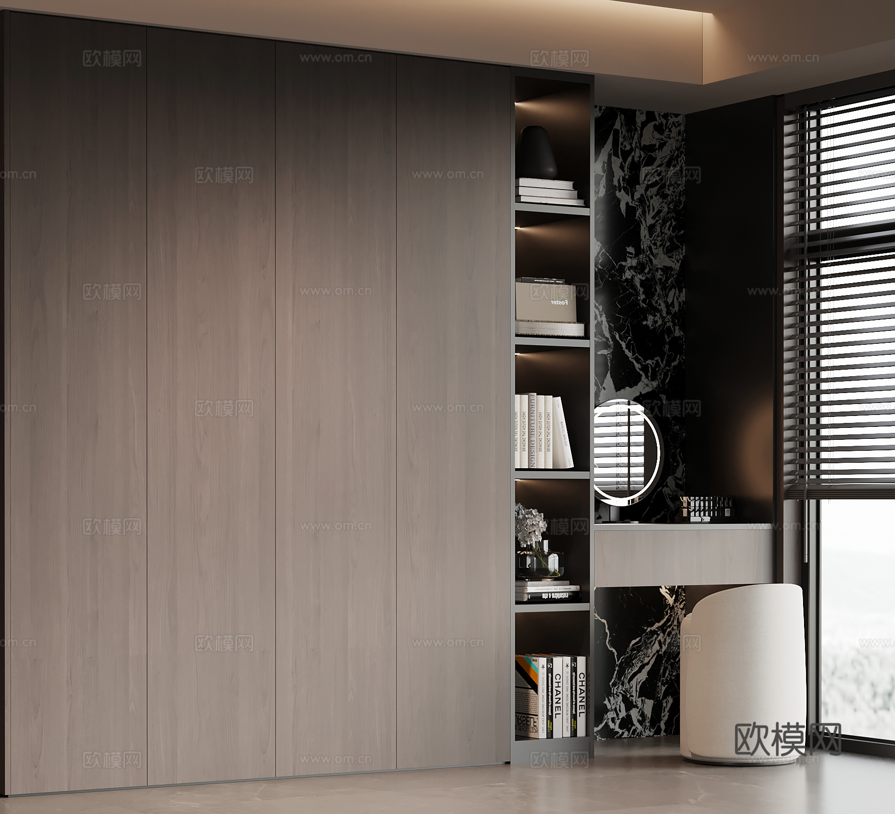 现代意式衣柜 梳妆台su模型