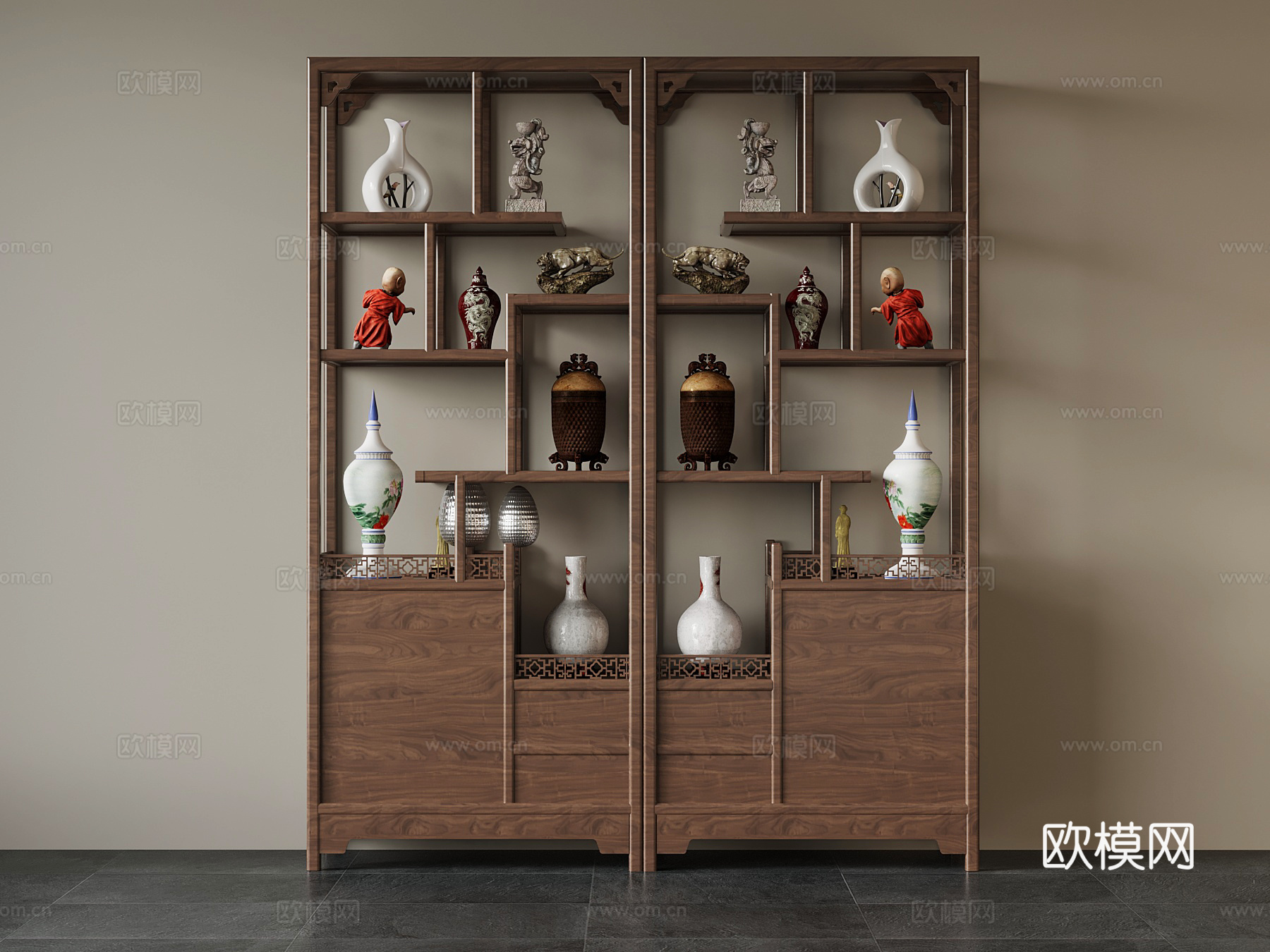 新中式博古架su模型