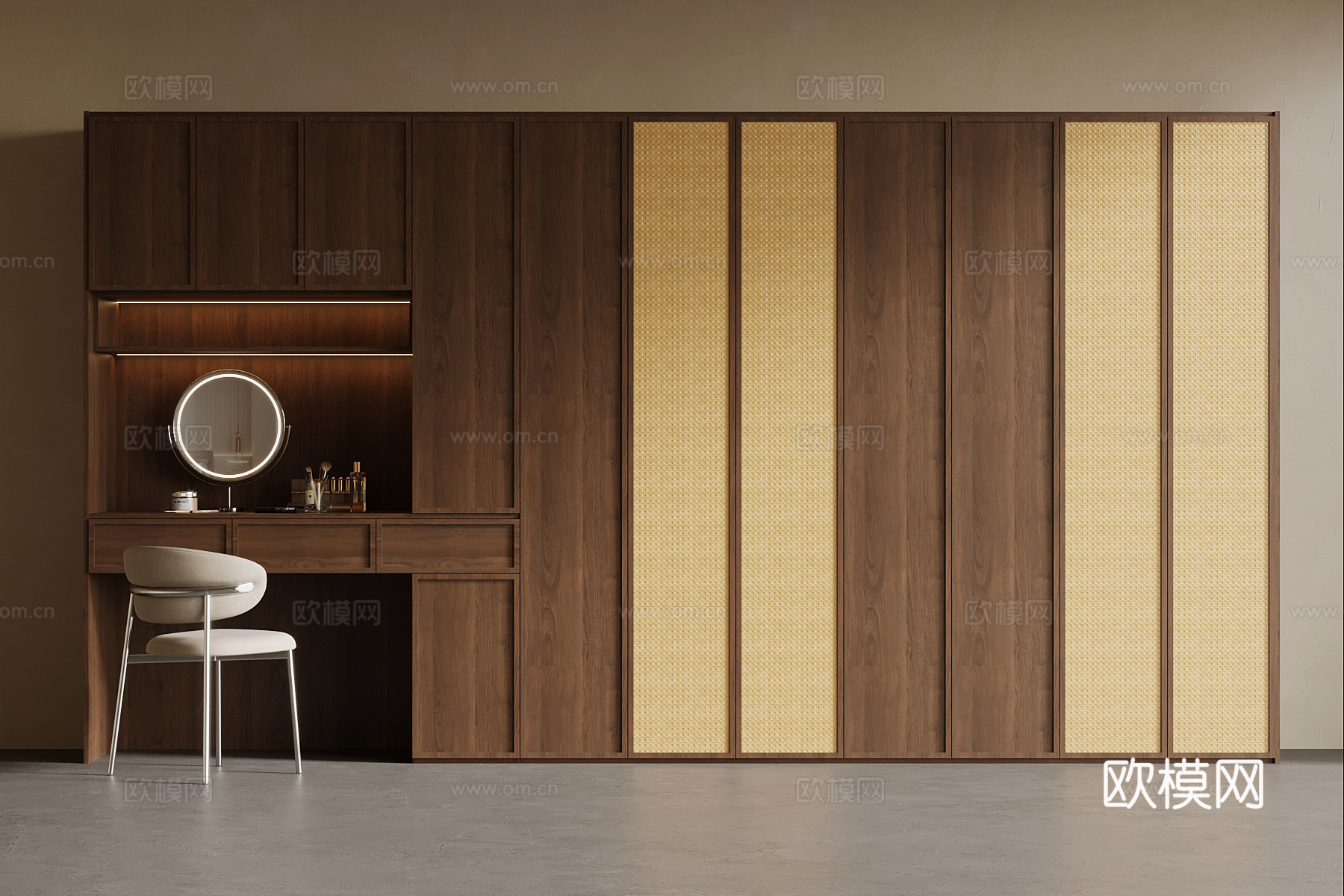 中古风衣柜 梳妆台一体柜su模型