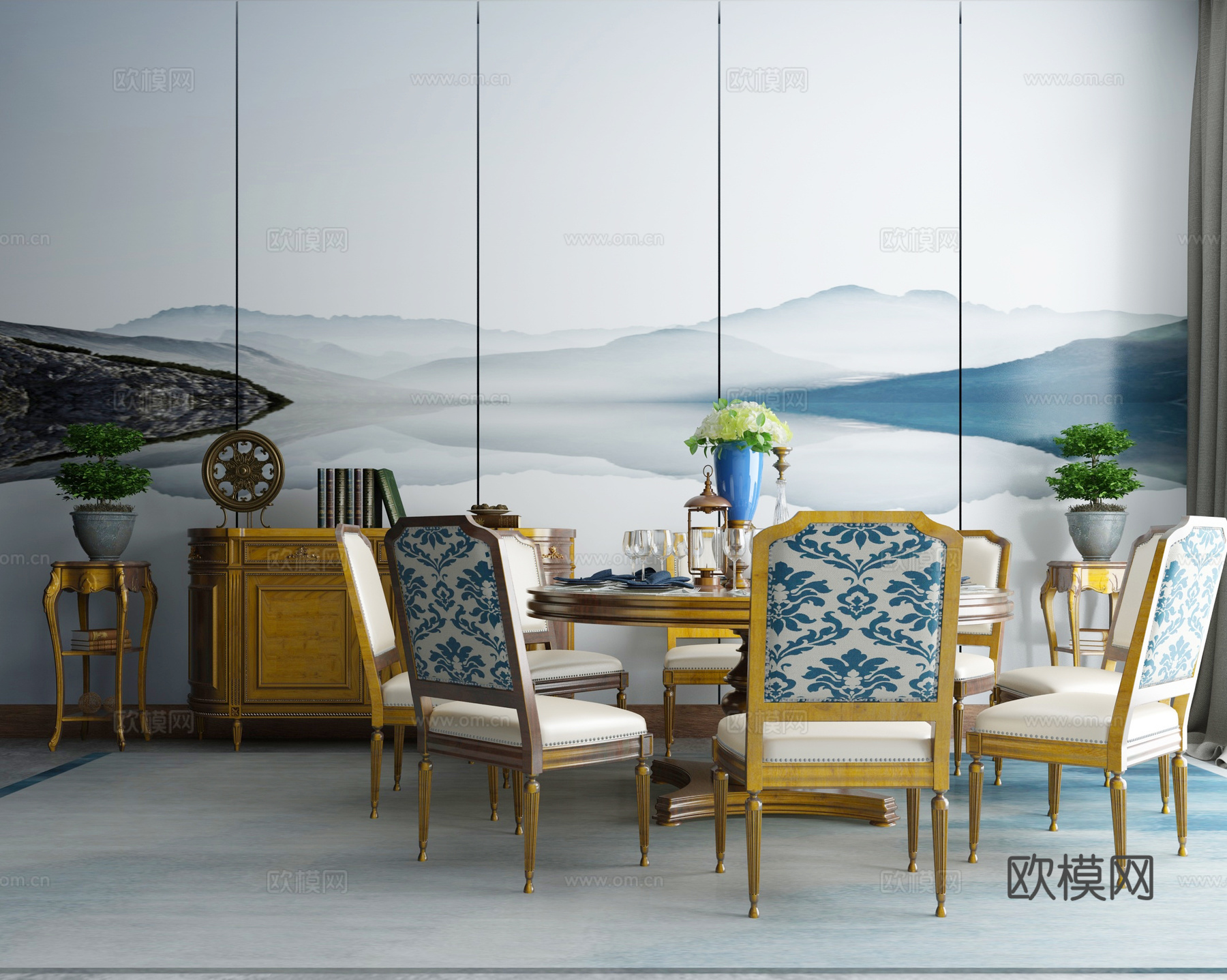 现代沙发茶几组合3d模型下载（渲染图2）