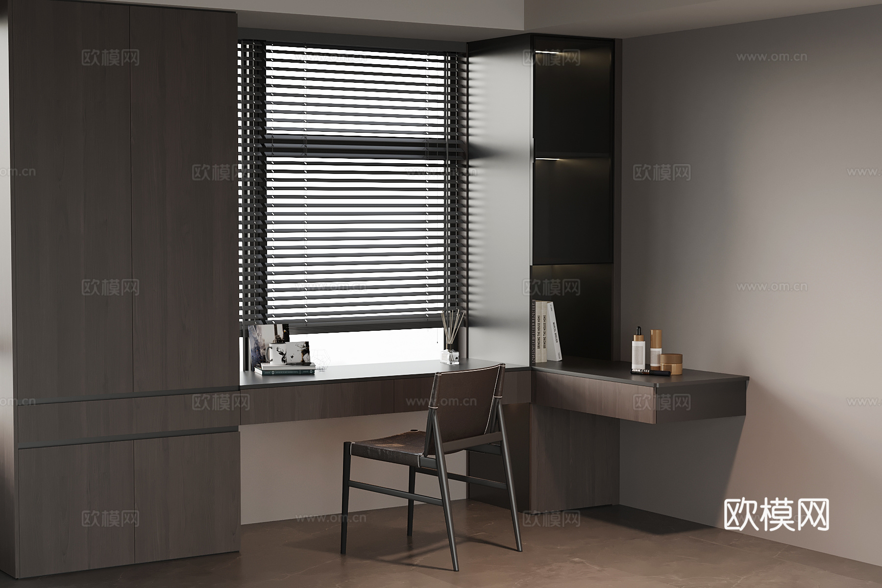 现代意式飘窗柜su模型