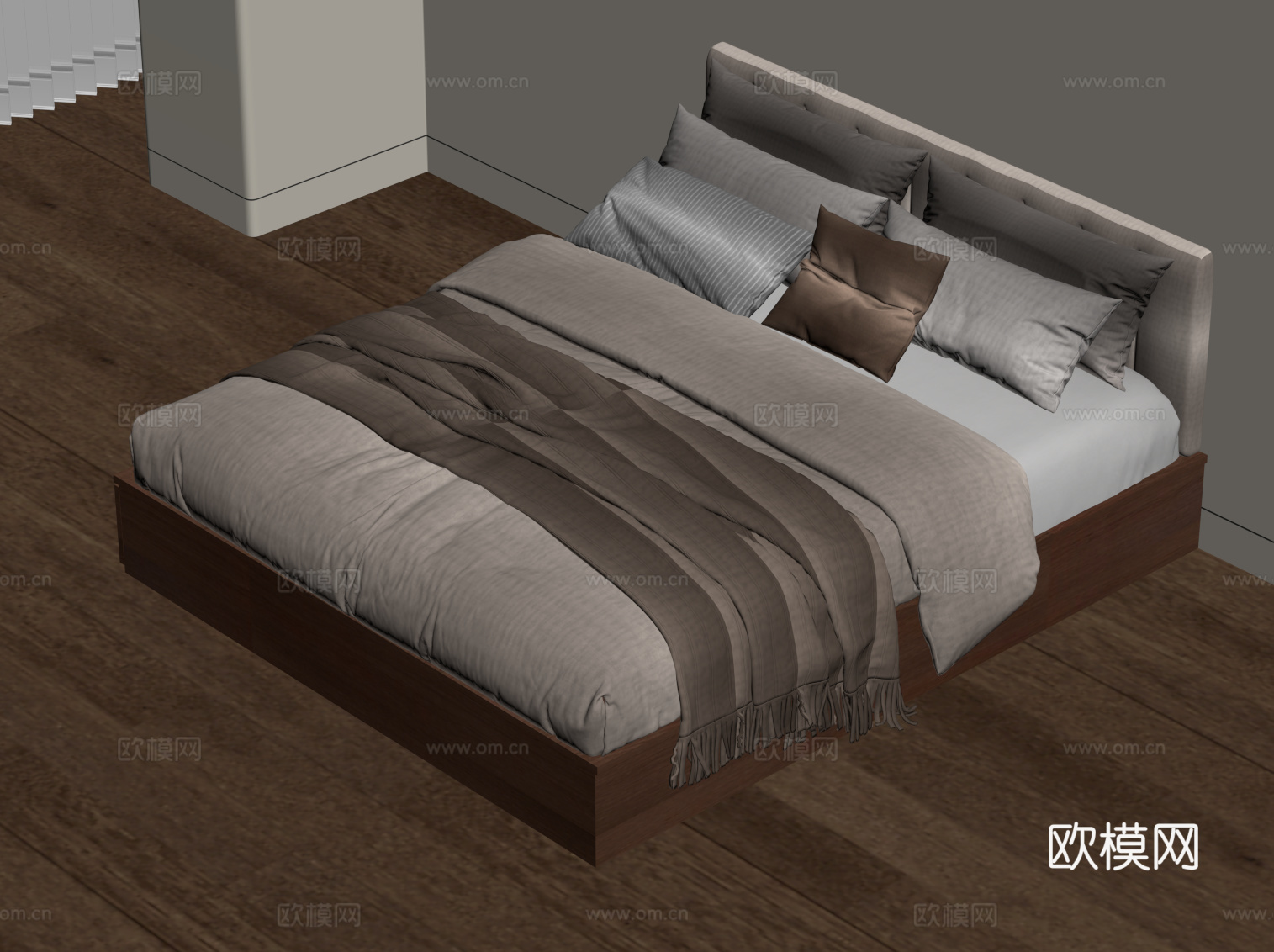 中古风床品su模型