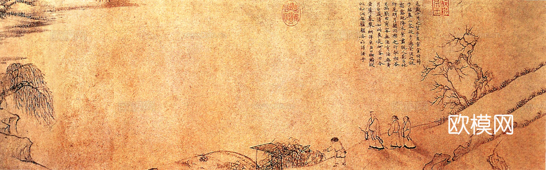 中式新中式挂画壁画字画山水花鸟背景墙壁纸装饰画油画
