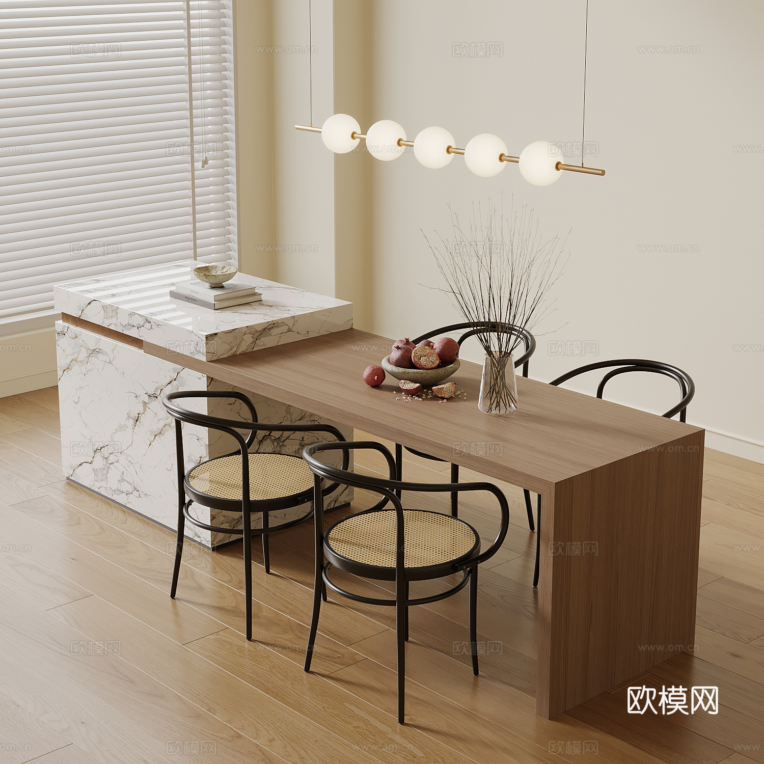 现代岛台su模型