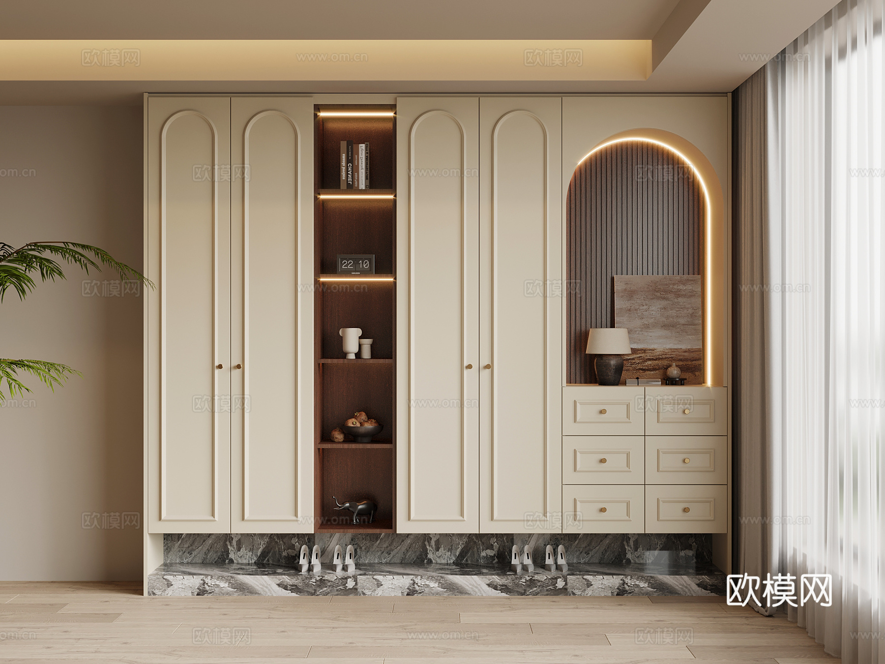 法式中古风鞋柜 入户鞋柜su模型