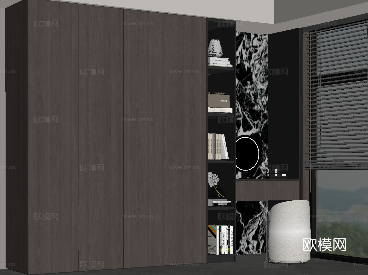 现代意式衣柜 梳妆台su模型