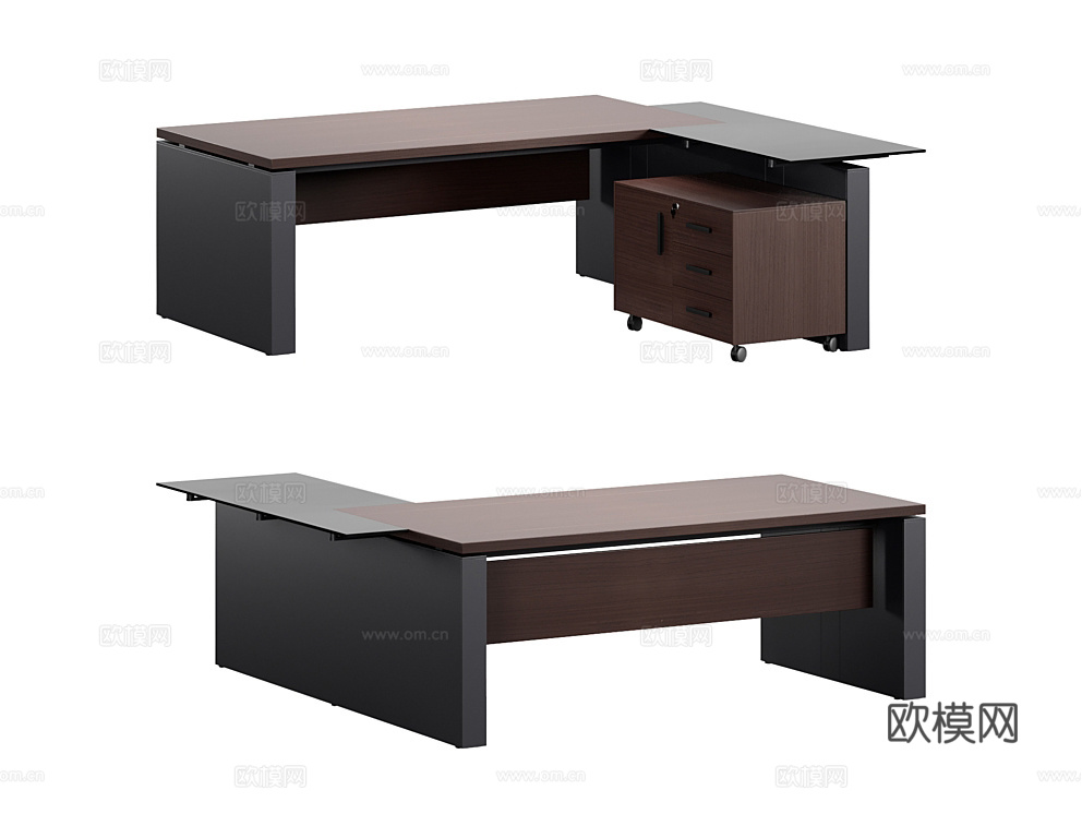 SoloOffice 办公桌 班台桌3d模型下载（渲染图4）