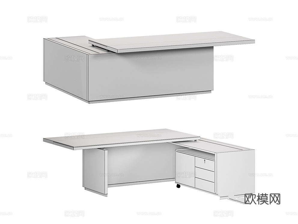 SoloOffice 办公桌 班台桌3d模型下载（渲染图2）