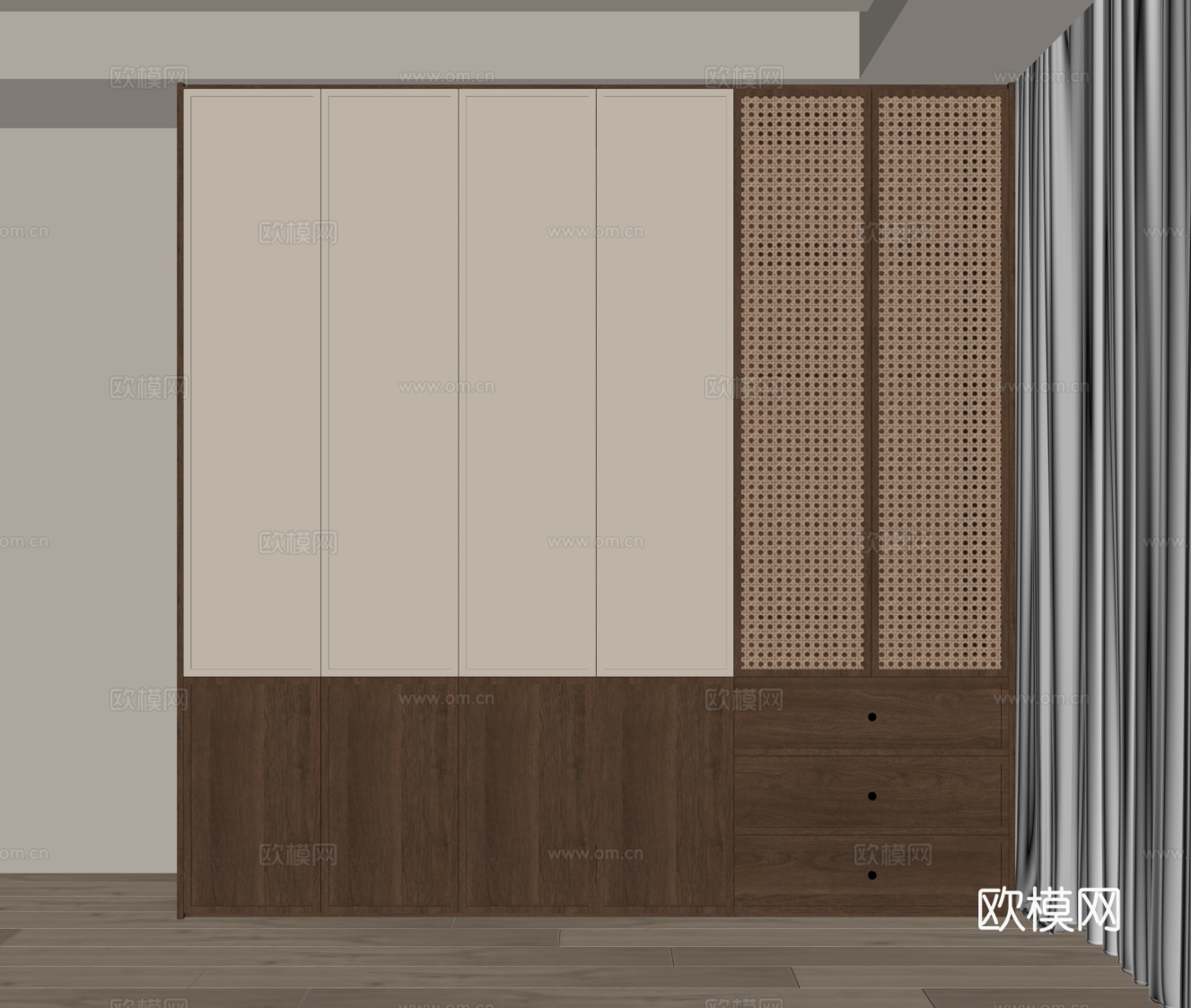 中古风衣柜su模型