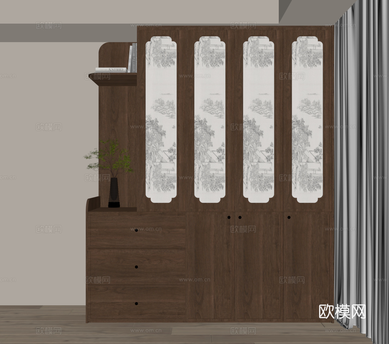 中古风衣柜su模型