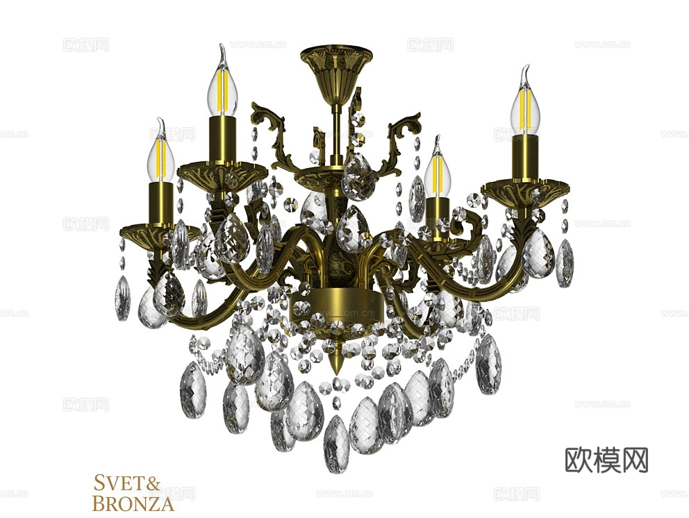 SvetBronza 奢华水晶壁灯3d模型下载（渲染图2）