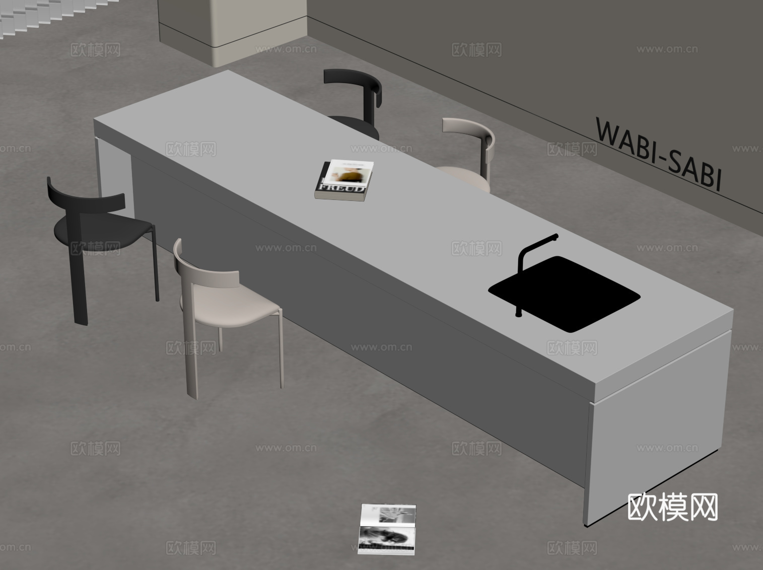 现代岛台su模型