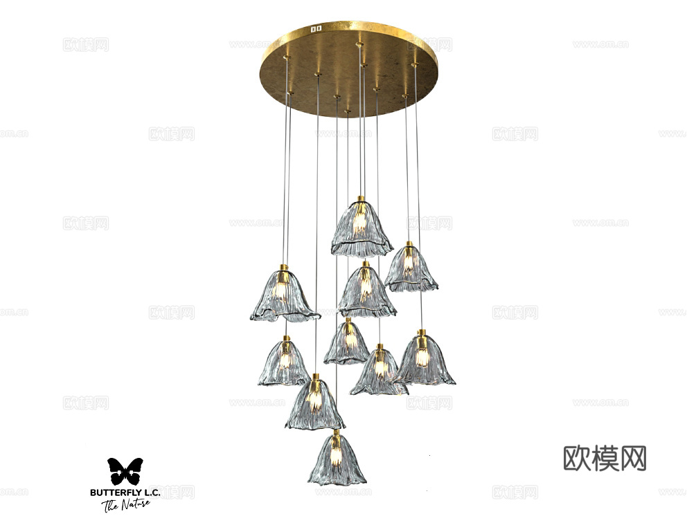 Butterflylc 花苞装饰吊灯3d模型下载（渲染图1）