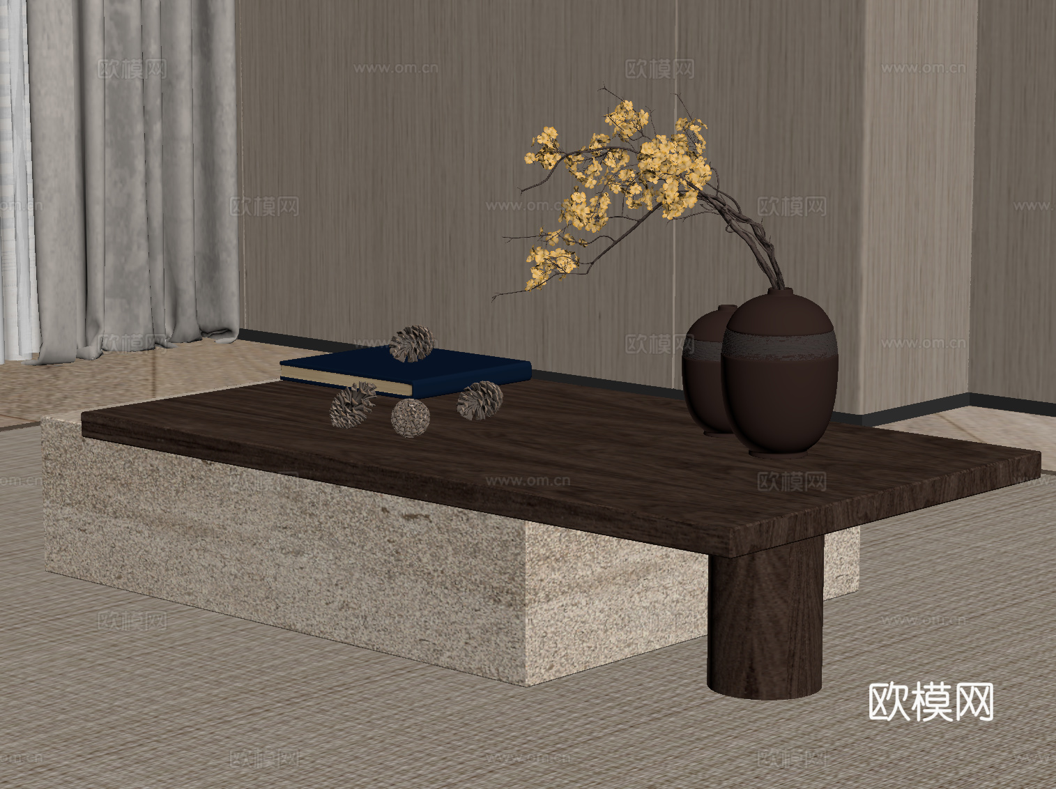 中古风茶几su模型