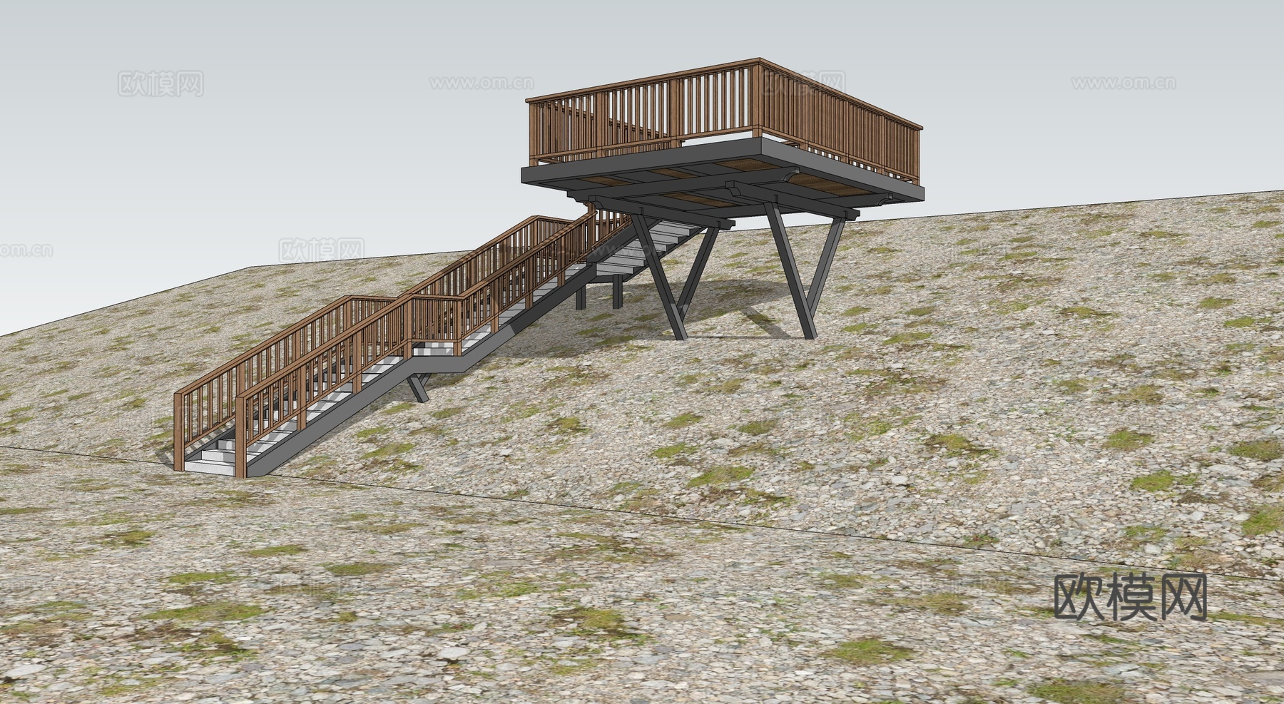 现代观景平台 景观台 景观构筑物su模型