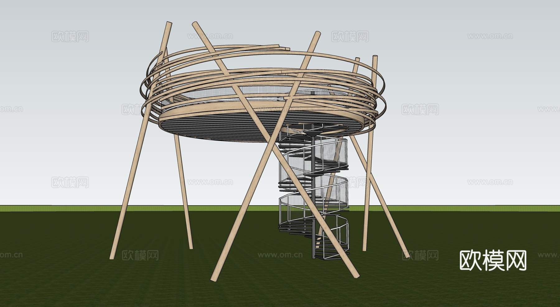 现代观景平台 景观台 景观构筑物su模型