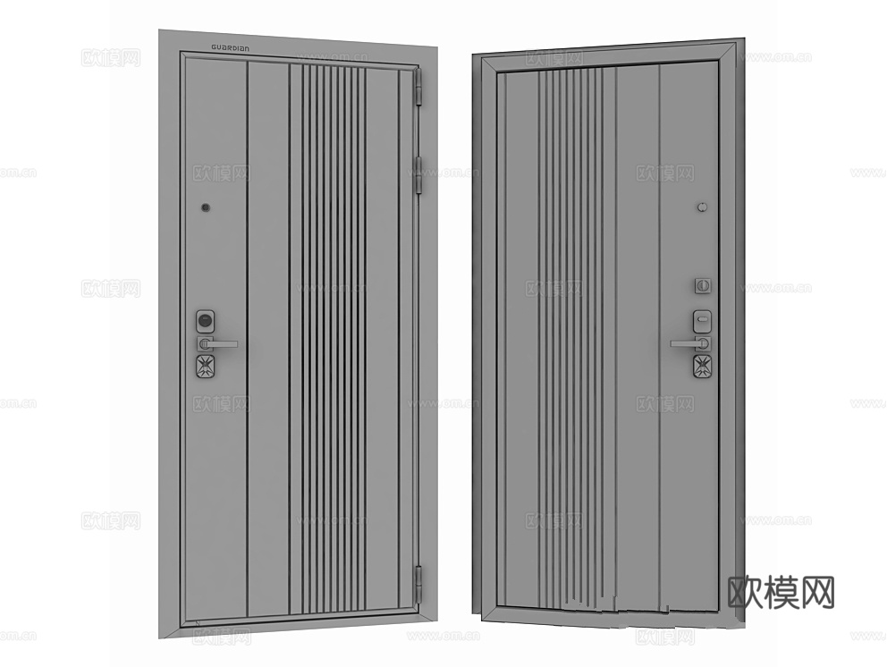 Guardian 入户门 单开门3d模型下载（渲染图3）