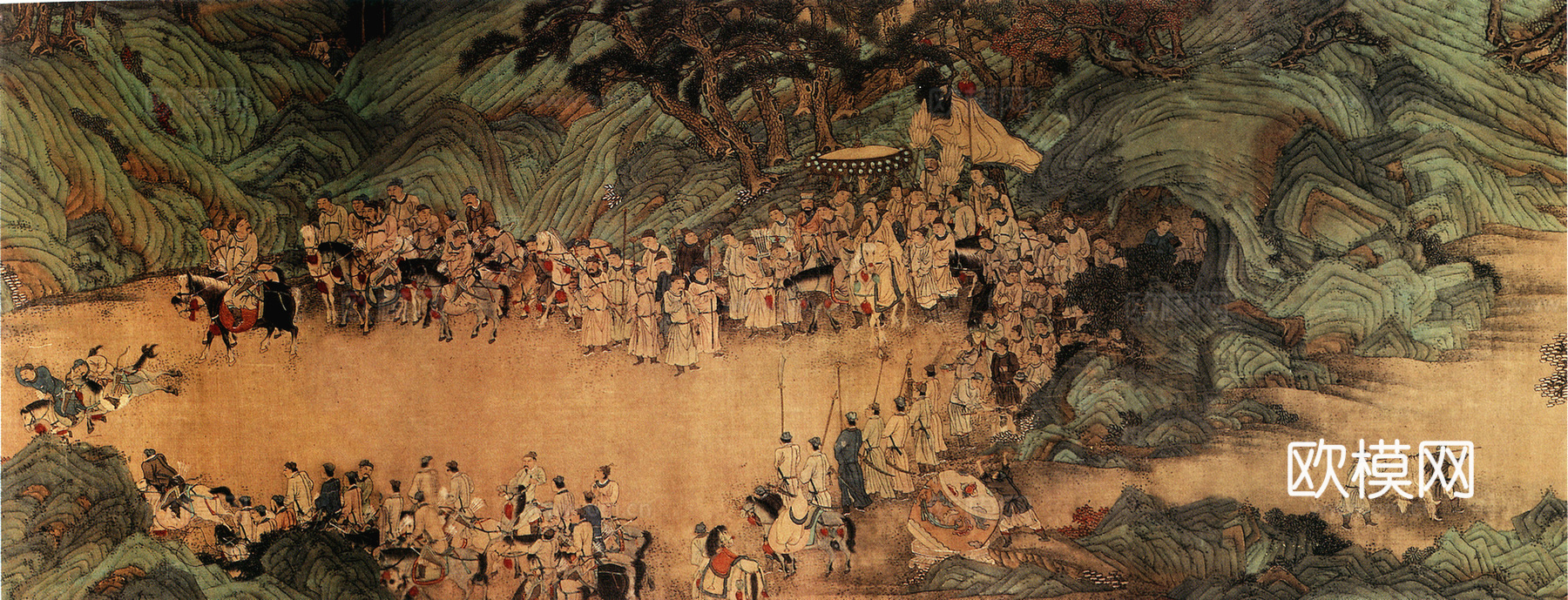 中式新中式挂画壁画字画山水花鸟背景墙壁纸装饰画油画