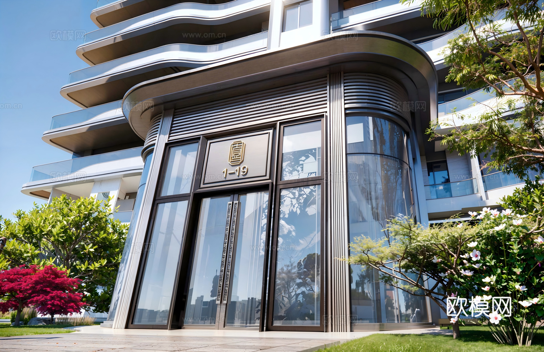 住宅单元门头su模型