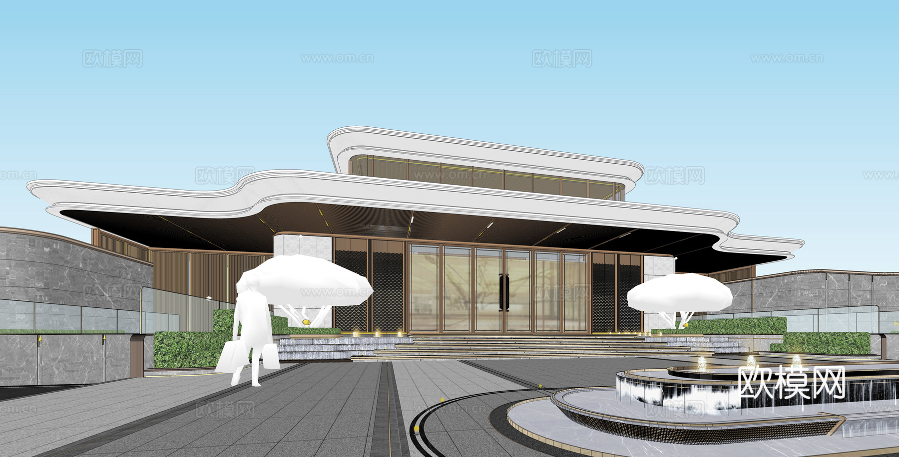 小区入口  小区门头su模型