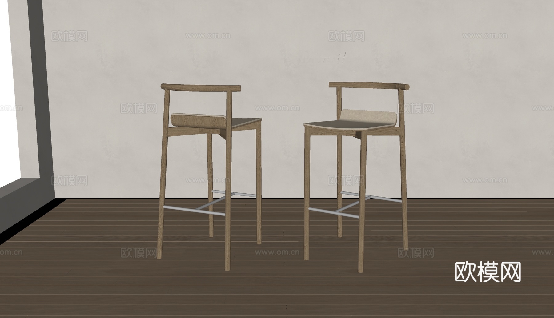 Minotti现代吧椅 实木吧椅 咖啡椅su模型