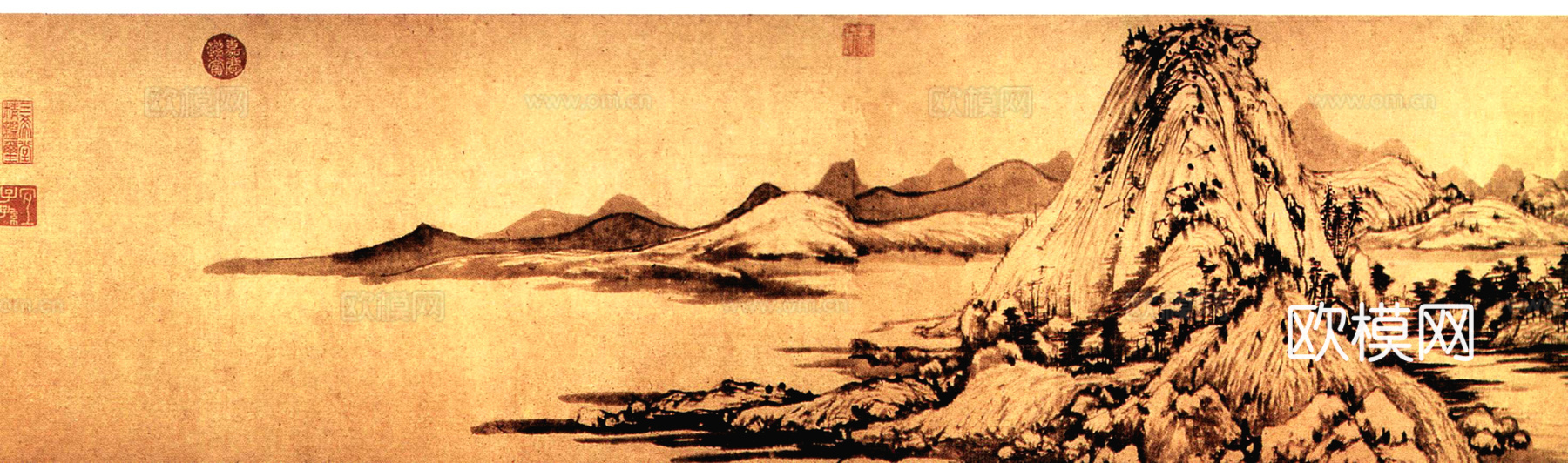 中式新中式挂画壁画字画山水花鸟背景墙壁纸装饰画油画下载