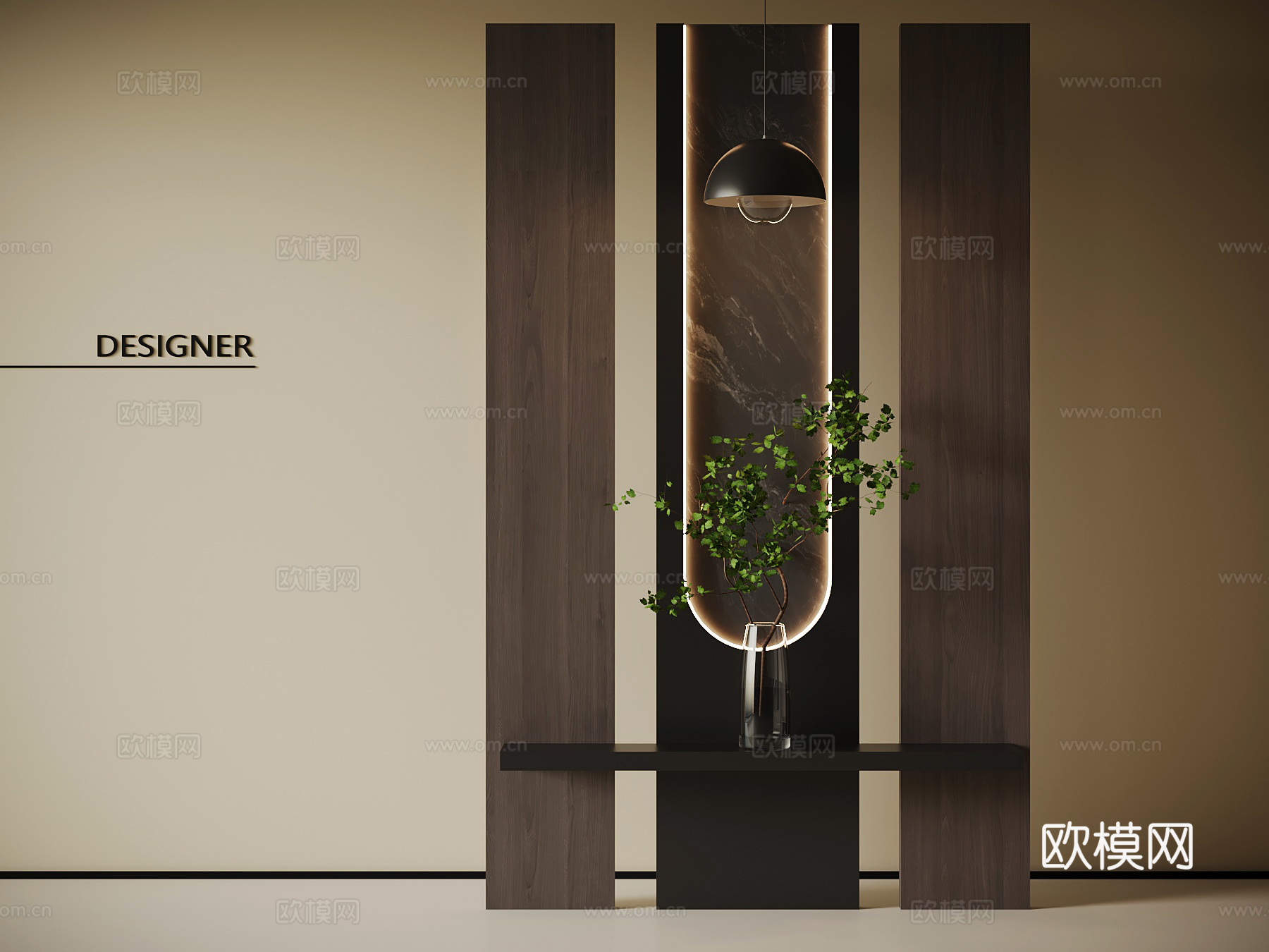 现代意式玄关 入户隔断su模型