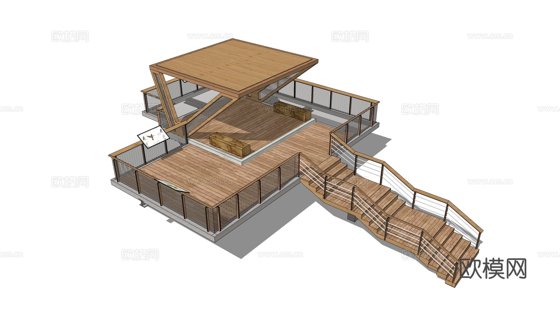 现代观景台 瞭望台 观鸟平台su模型