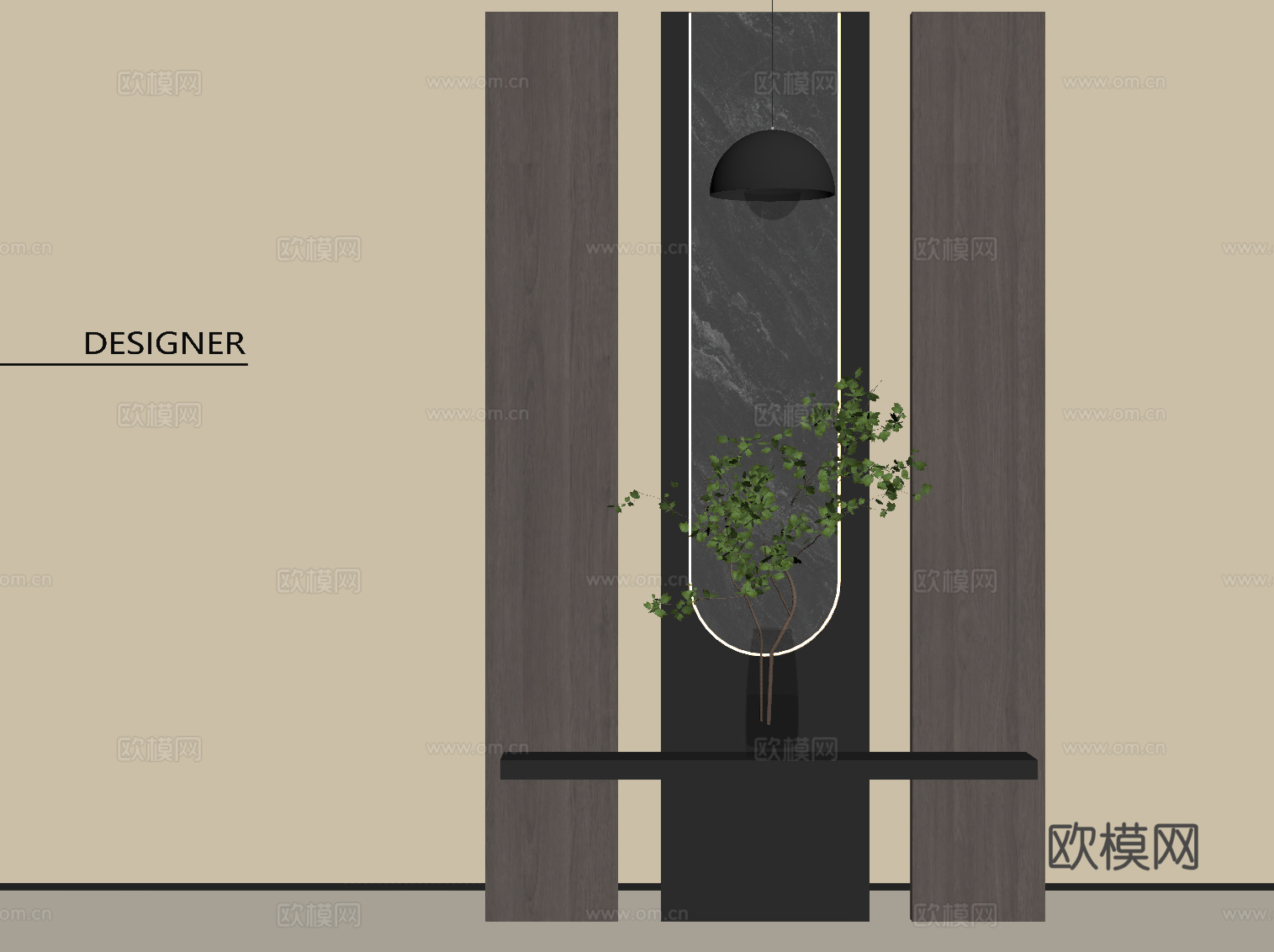 现代意式玄关 入户隔断su模型