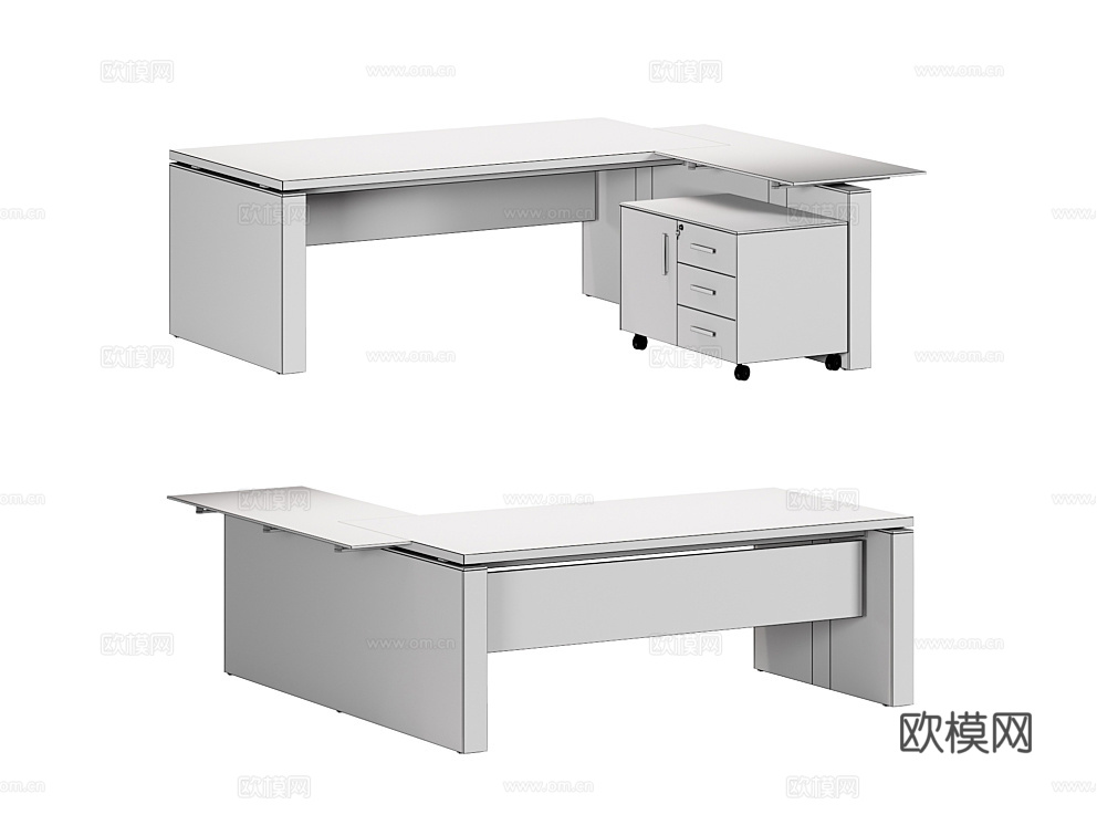 SoloOffice 办公桌 班台桌3d模型下载（渲染图5）