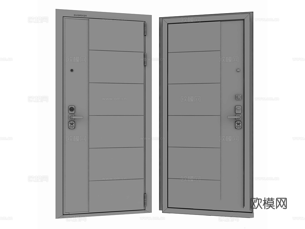 Guardian 入户门 单开门3d模型下载（渲染图2）