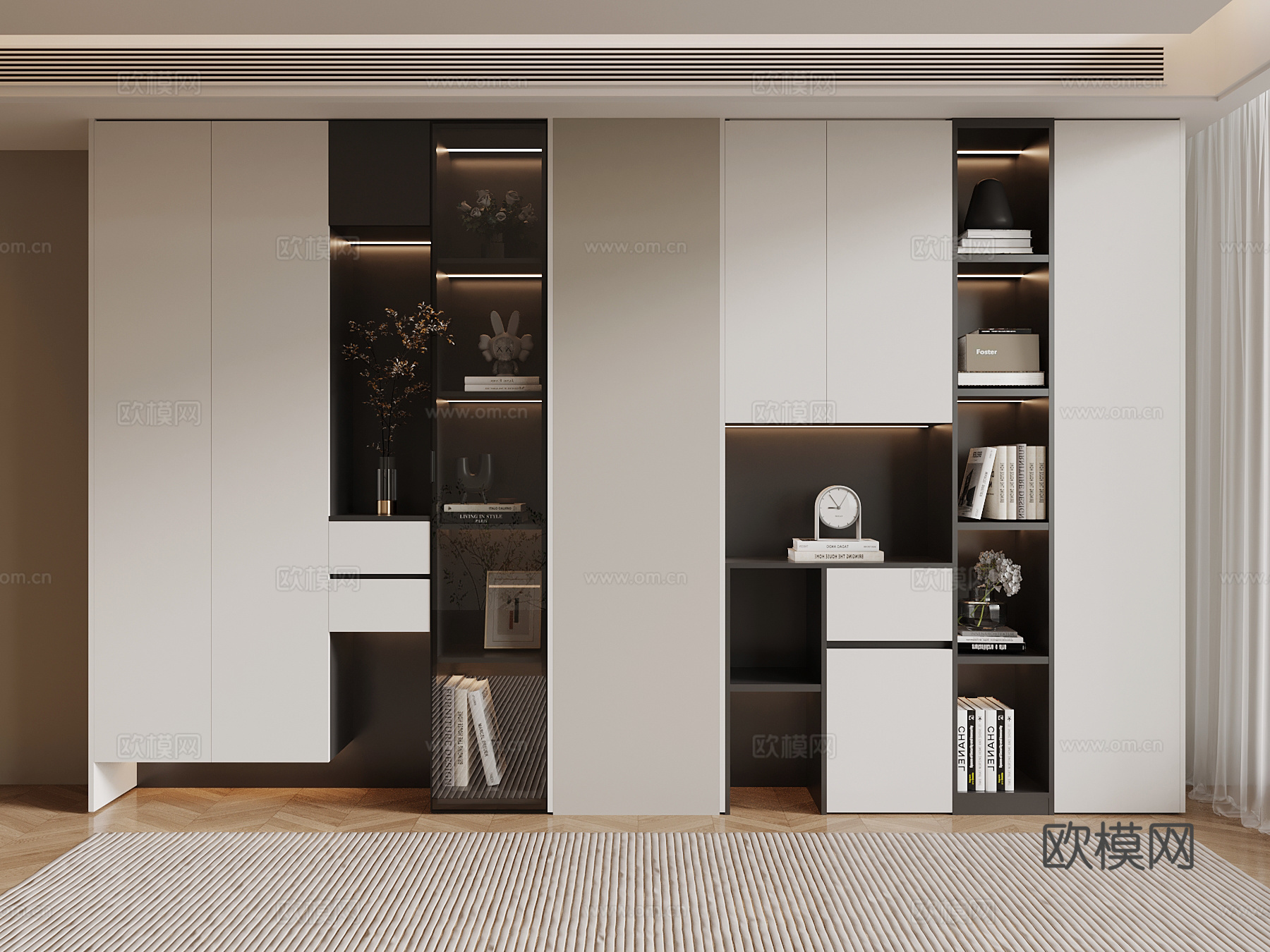 现代阳台柜 书柜 置物柜su模型