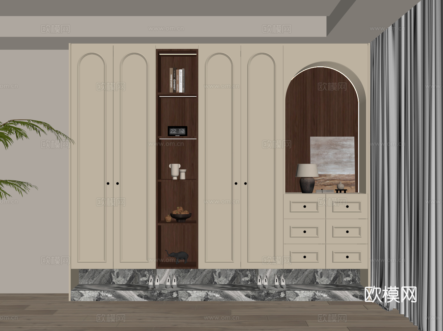 法式中古风鞋柜 入户鞋柜su模型