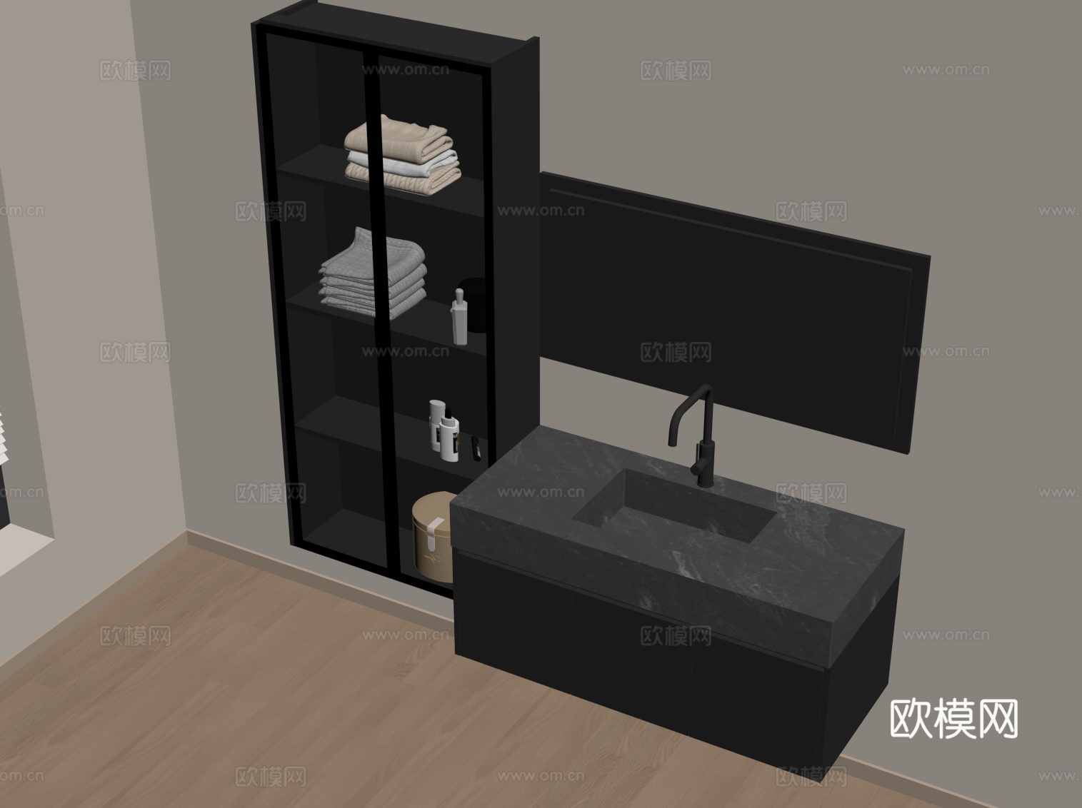 现代浴室柜su模型