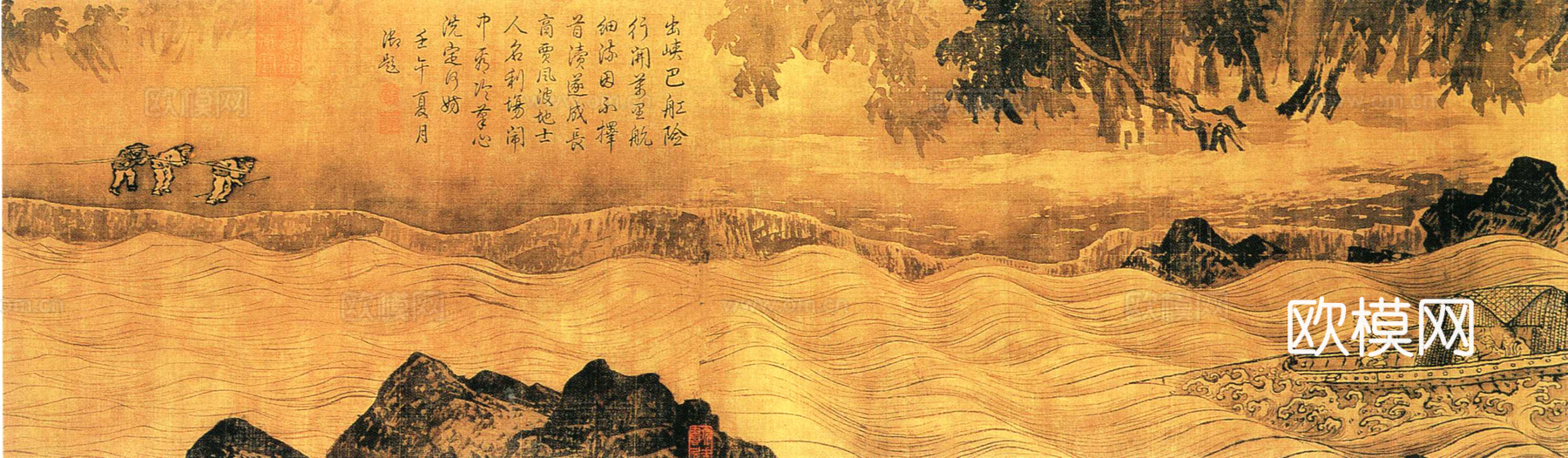 中式新中式挂画壁画字画山水花鸟背景墙壁纸装饰画油画