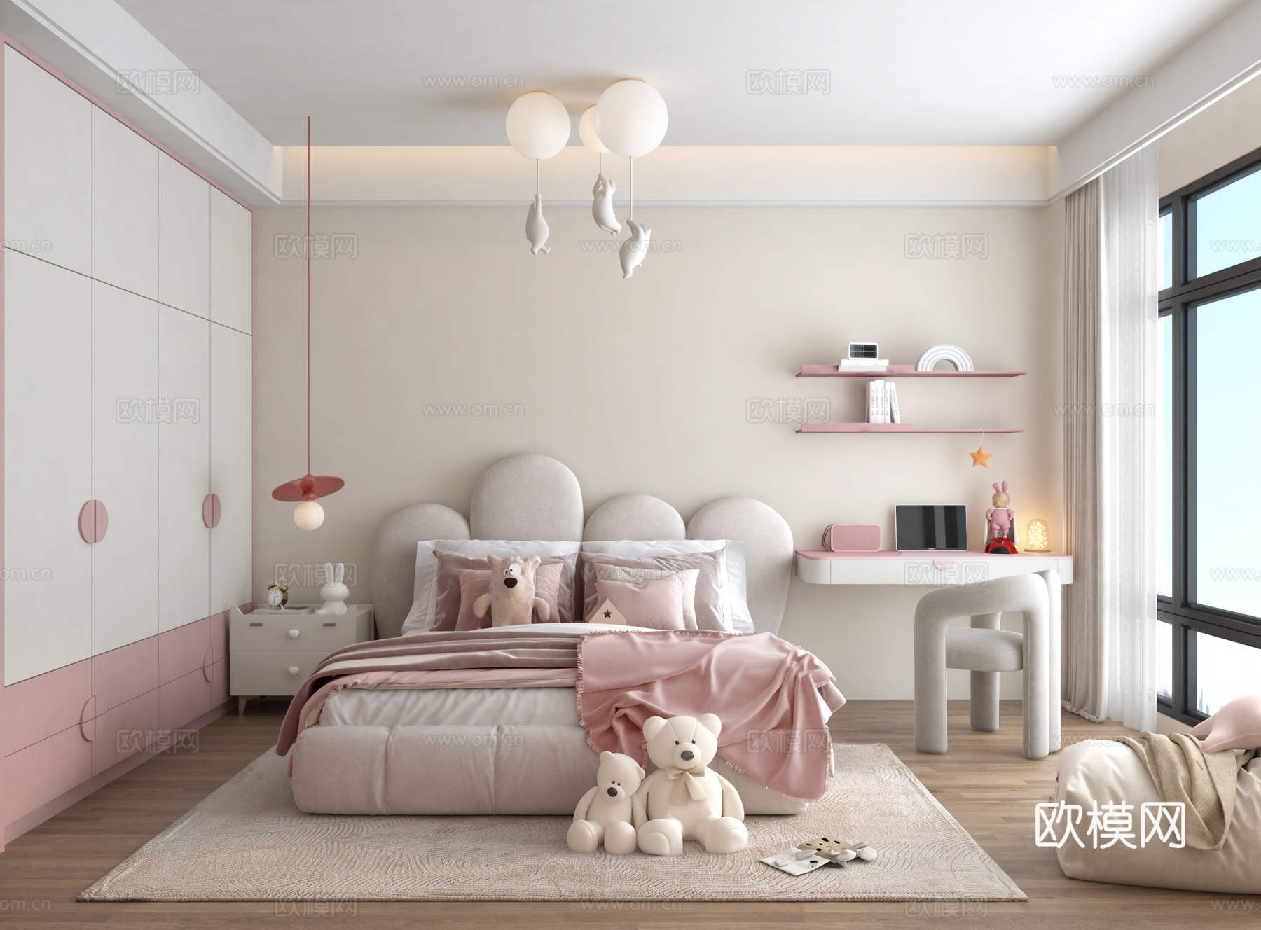 卧室 衣柜 儿童房 女孩房su模型