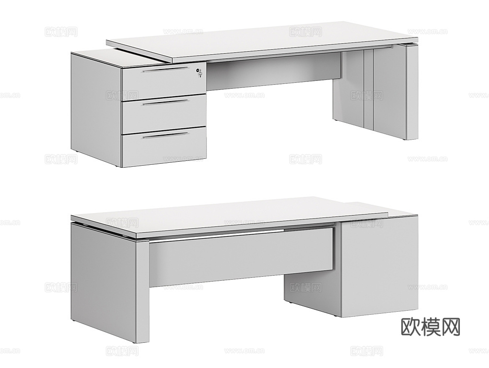 SoloOffice 办公桌 班台桌3d模型下载（渲染图2）