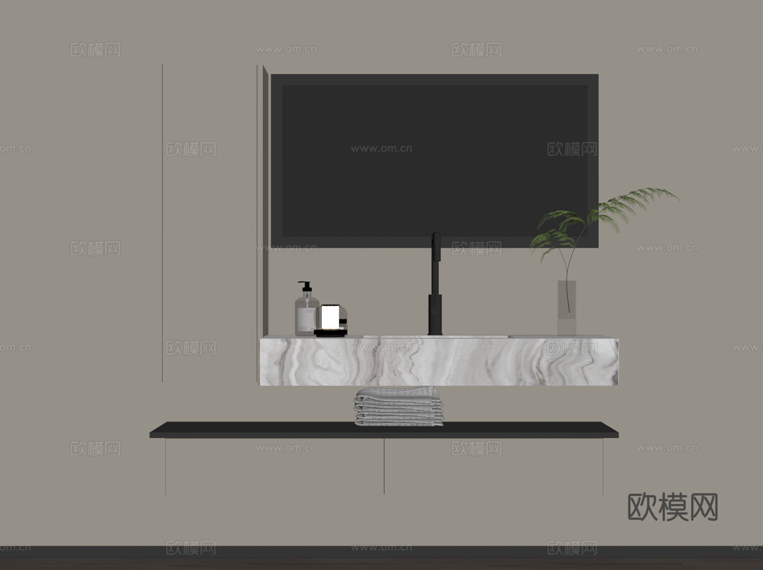 现代浴室柜su模型