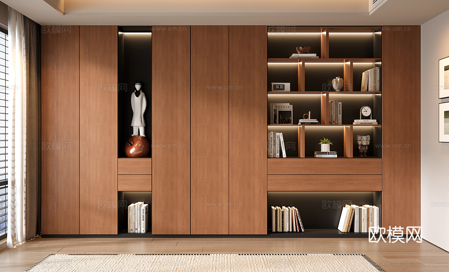 中古现代书柜 开放格书柜 雕塑su模型