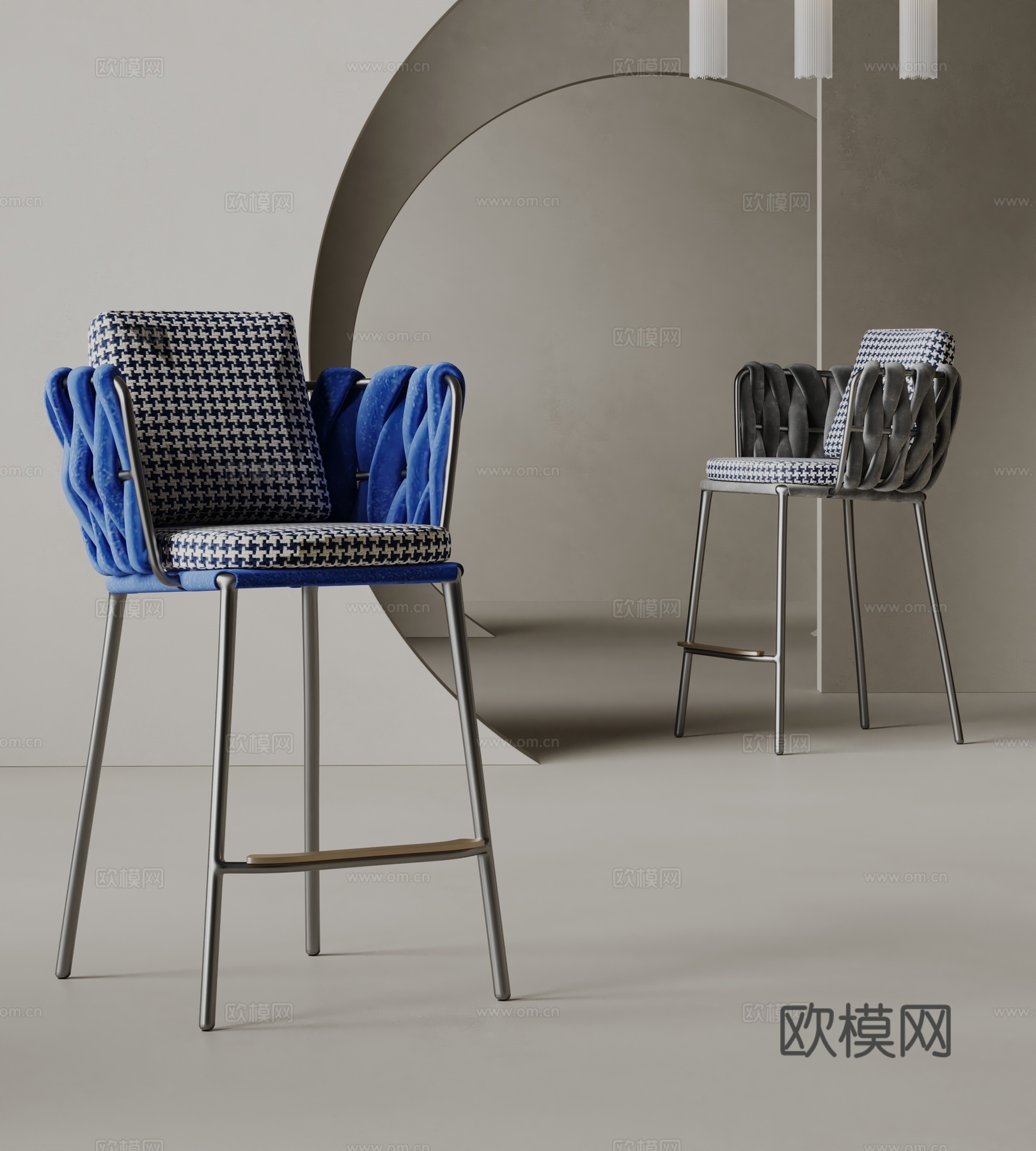 Minotti现代吧椅 布艺吧椅su模型