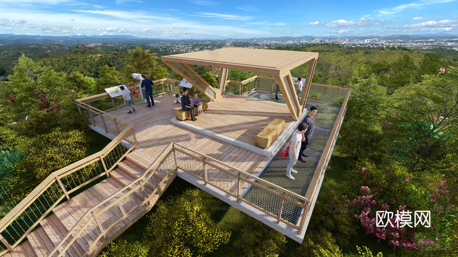 现代观景台 瞭望台 观鸟平台su模型
