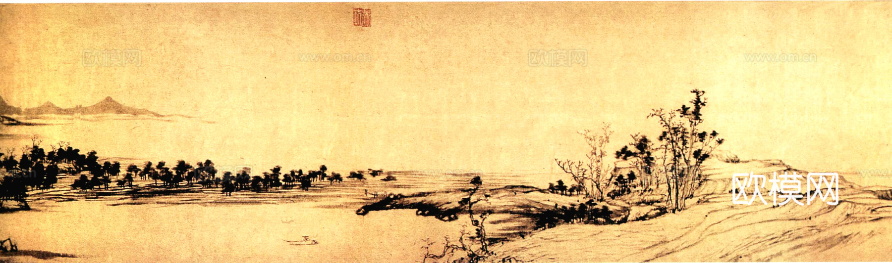 中式新中式挂画壁画字画山水花鸟背景墙壁纸装饰画油画