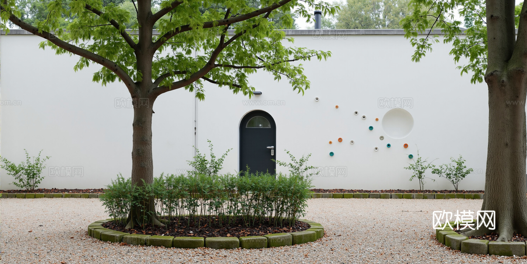 别墅庭院外景 一楼小院 院子