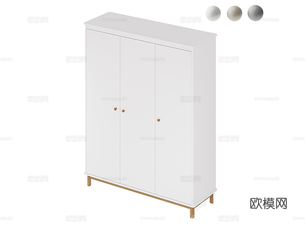 Ellipsefurniture 三门成品衣柜3d模型下载（渲染图1）